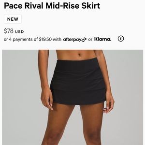 Lululemon Pace Rival Mid-Rise Skirt